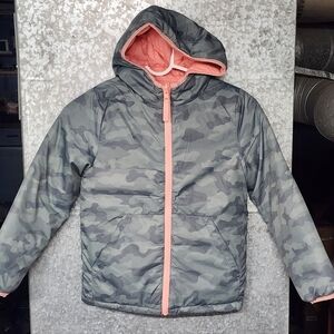 Outdoor Kids Bass Pro Reversible Camo- Pink Full Zipper Hooded Coat Girls Medium